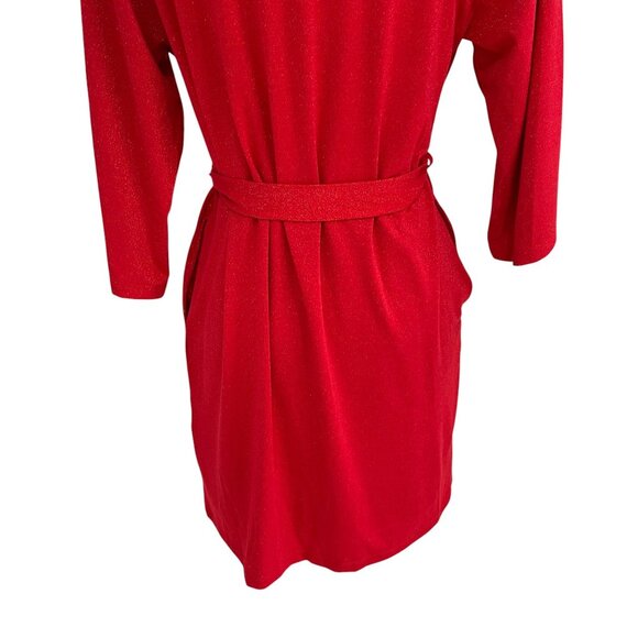 INC Red Sparkle Robe Nightgown Set XS Metallic Holiday Intimates Lounge Sleep - Picture 14 of 16